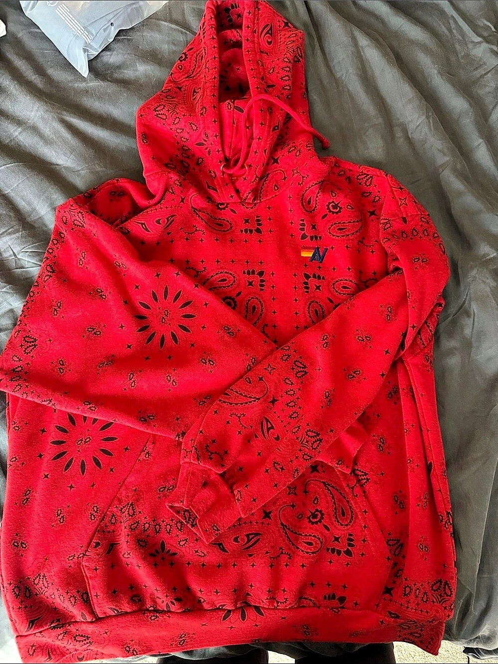 Aviator Nation Bandana Relaxed Pullover Hoodie Red Paisley
